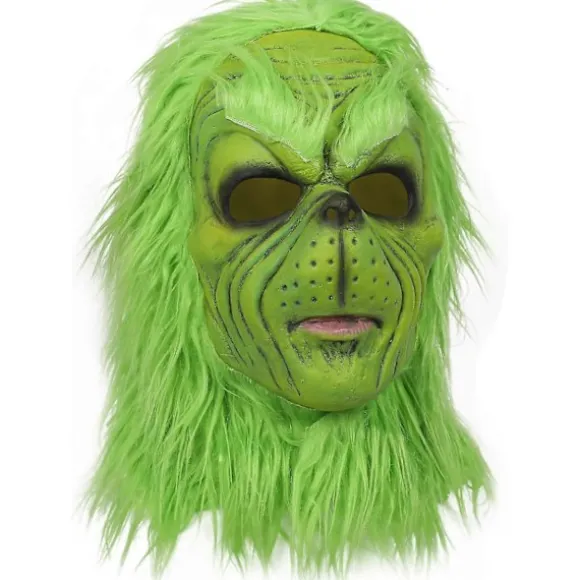 Grinch Maske Jule Grøn Monster Maske Jule Grinch Kostume Maske med Julehat Sjove Jule Cosplay Festrekvisitter Pelsmaske (LGL)