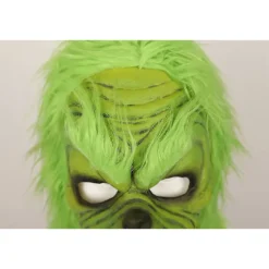 Grinch Maske Jule Grøn Monster Maske Jule Grinch Kostume Maske med Julehat Sjove Jul Cosplay Party Rekvisitter Pelsmaske
