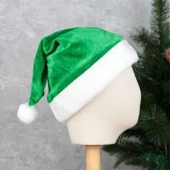 Grøn Fløjl Julehat Voksen Børn Festlig Klæd Ud Chri