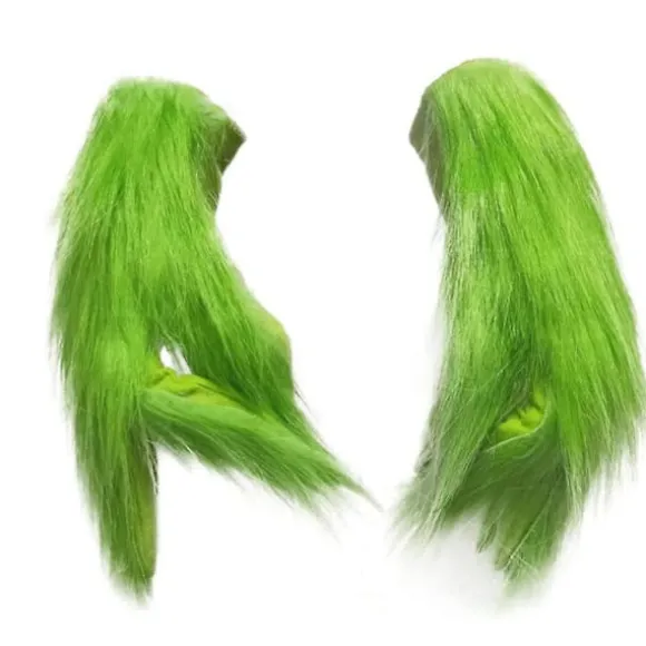 Grøn Grinch Plys Handsker Cosplay Kostume Voksne Børn Julevanter Rekvisitter Forsyninger Kid