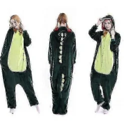 Grøn Pink Dinosaur Unisex Onesie Kigurumi Udklædningskostume Hættetrøjer Pyjamas SZBS M(160CM-170CM) Green Dinosaur