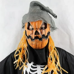 Græskar Fugleskræmsel Maske Halloween Skræmmende Fugleskræmsel Græskar Maske Hat Cosplay Hovedbeklædning Kostumer