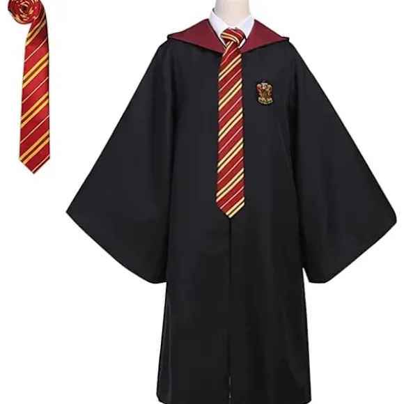Gryffindor Troldmandskåbe Gryffindor Uniformskåbe, Frakke og Slips, Troldmandskostume til Voksne, Halloween Cosplay (XL)