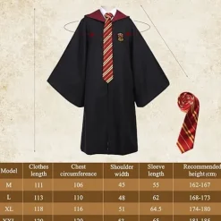 Gryffindor Troldmandskåbe Gryffindor Uniformskåbe, Frakke og Slips, Troldmandskostume til Voksne, Halloween Cosplay (L)