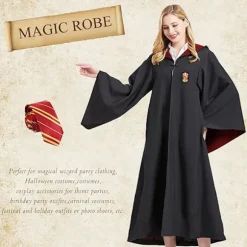 Gryffindor Troldmandsrobe Kostume med Slips til Voksne, Halloween Cosplay Outfit [JUN]
