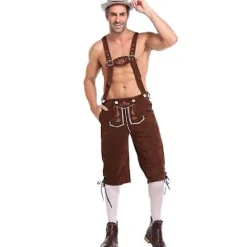 Ægte tyske læderbukser i læder til mænd - Brune Oktoberfest-bukser [JSR] brown M