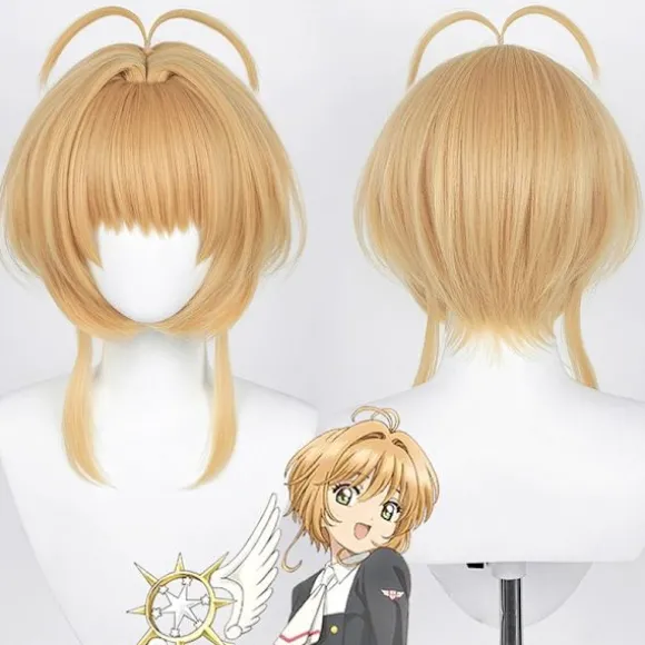 Gylden Cosplay-paryk med hestehaler - Højtemperaturfiber, perfekt til anime-rollespil, CJY
