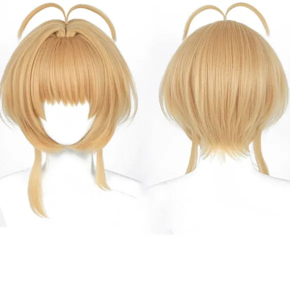 Gylden Cosplay-paryk med hestehaler - Højtemperaturfiber, perfekt til anime-rollespil, CJY