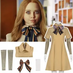 Gyserfilm M3GAN Cosplay Kostumesæt Piger Megan AI Dukke Robot Halloween % lt; . 2XL