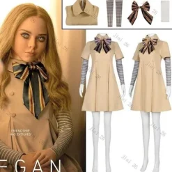 Gyserfilm M3GAN Cosplay Kostumesæt Piger Megan AI Dukke Robot Halloween % lt; . 2XL