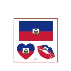 Haiti Flag Midlertidige Ansigtsklistermærker, 3-delt Fodboldfan Kropsmærkater med Læbeaftryk og Hjerte Design til Kampdag, Sportsbegivenheder og Fester Haiti | Fyndiq