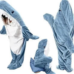 Hajfilt-hoodie til voksne og børn, hyggelig flanel haj kostume haj sovepose *H blå blue M