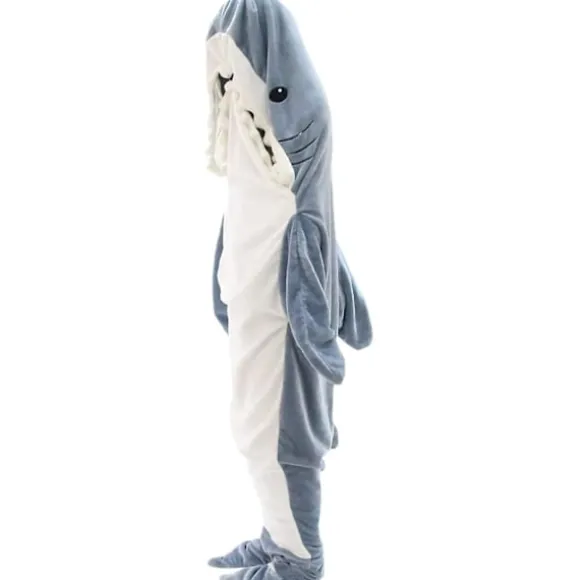 Hajformet fleecetrøje Haj Fleece Superblød Hyggelig Flanelltrøje Haj Sovepose Haj Onesie Fleece Hajhale Bærbar Fleece Fleece Sha M