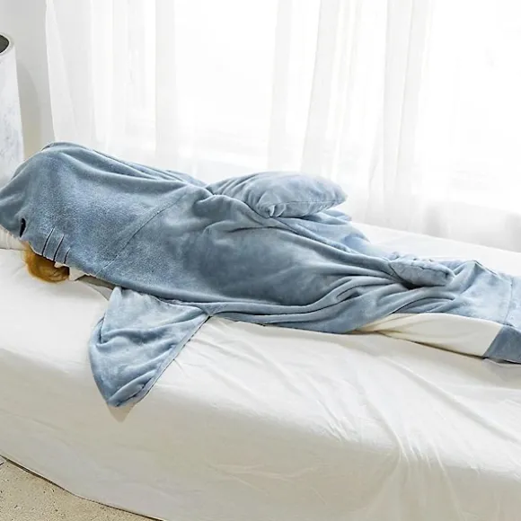 Hajformet fleecetrøje Haj Fleece Superblød Hyggelig Flanelltrøje Haj Sovepose Haj Onesie Fleece Hajhale Bærbar Fleece Fleece Sha M