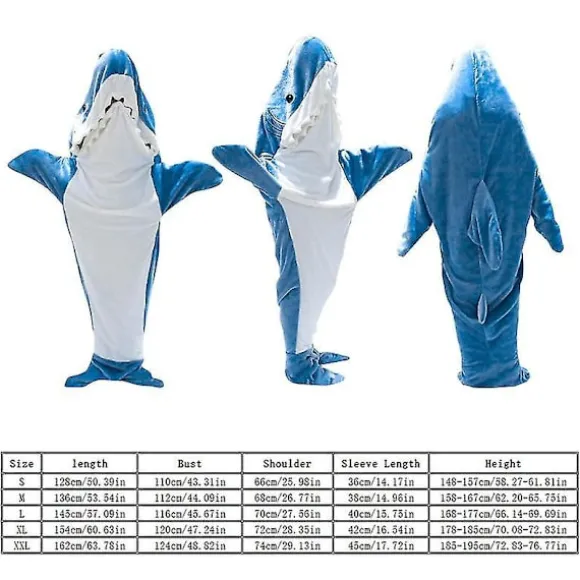 Hajformet fleecetrøje Haj Fleece Superblød Hyggelig Flanelltrøje Haj Sovepose Haj Onesie Fleece Hajhale Bærbar Fleece Fleece Sha M