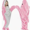 Hajformet sovepose tæppe tegneserie dyre jumpsuit flannel herre- og dame hjemmetøj hajpajamas Lys pink haj