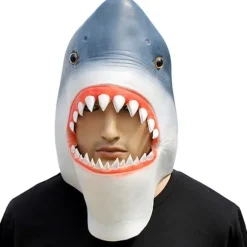 Hajmask Latex Realistisk Havsdjur Helhuvudsmask för Halloween Kostymfest Karneval Cosplay, Blå
