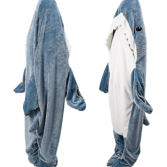 Haj-tæppe Hoodie Haj-tæppe Voksen Haj Bærbart tæppe Voksen Superblødt Hyggeligt Haj-sovepose Hajhale Bærbar - Perfekt 2XL