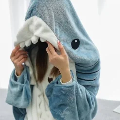 Haj-tæppe Hoodie Haj-tæppe Voksen Haj Bærbart tæppe Voksen Superblødt Hyggeligt Haj-sovepose Hajhale Bærbar - Perfekt 2XL
