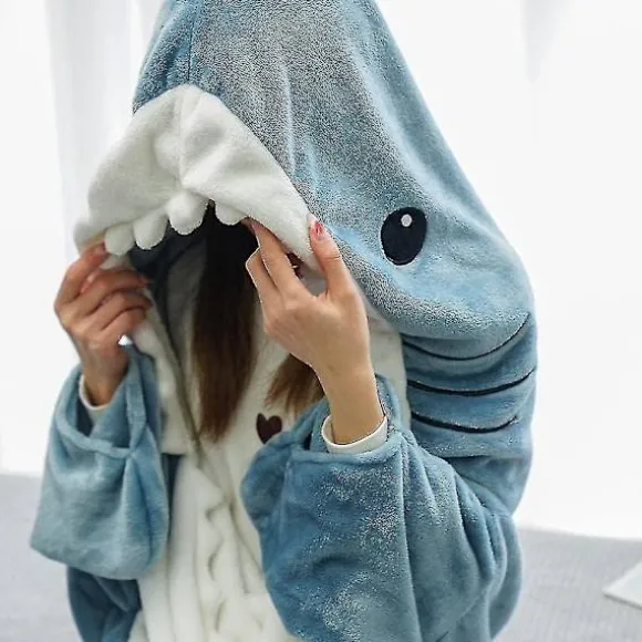 Haj-tæppe Hoodie Haj-tæppe Voksen Haj Bærbart tæppe Voksen Superblødt Hyggeligt Haj-sovepose Hajhale Bærbar - Perfekt 2XL