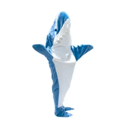 Hajtæppe Hoodie Voksen - Haj Onesie Voksen Bærbar Tæppe - Haj Tæppe Super Blødt Hyggeligt Flannel Hoodie Haj Sovepose .i blue 190cm