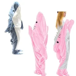 Haj-tæppe pyjamas Haj-tæppe hættetrøje Voksen Haj Bærbar Grå XL (180*90cm) Grå Grå XL (180*90cm)