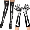 Halloween - Lange handsker og sokker med skelet motiv