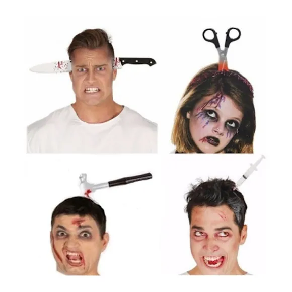 Halloween accessoarer Unisex Barn, knivar etc genom huvudet m diadem one size