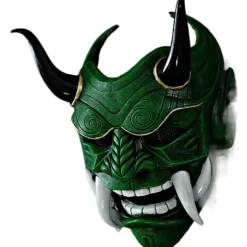 Halloween Akabane Mask Hovedbeklædning Samurai Noh Kabuki Prajna Devil Cosplay Mask Green