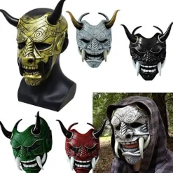 Halloween Akabane Mask Hovedbeklædning Samurai Noh Kabuki Prajna Devil Cosplay Mask Green