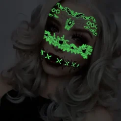 Halloween Ansigtsklistermærker Midlertidige Glow Ansigtsklistermærker Vand Transf