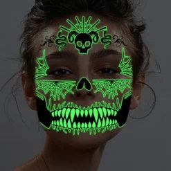 Halloween Ansigtsklistermærker Midlertidige Glow Ansigtsklistermærker Vand Transf