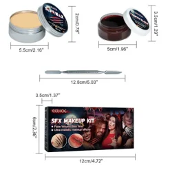 Halloween ar voks falsk blod gel makeup sæt specialeffekter ar spatel