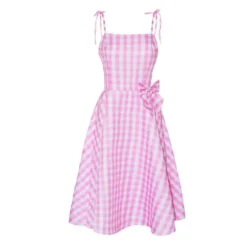 Halloween Barbie Film Cosplay Kostume Pink Gingham Slip Kjole Fest Midi Kjoler Fancy Dress -a A 2XL