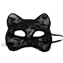 Halloween Blonde Maske Halvt Ansigt Kvinder Maskerade Cosplay Dyr Kat Ansigt Sort Maske