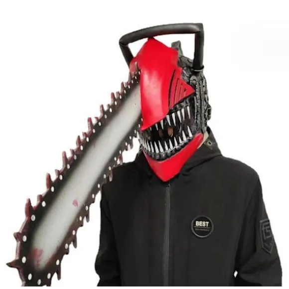 Halloween Chainsaw Man Latex Hovedbeklædning S