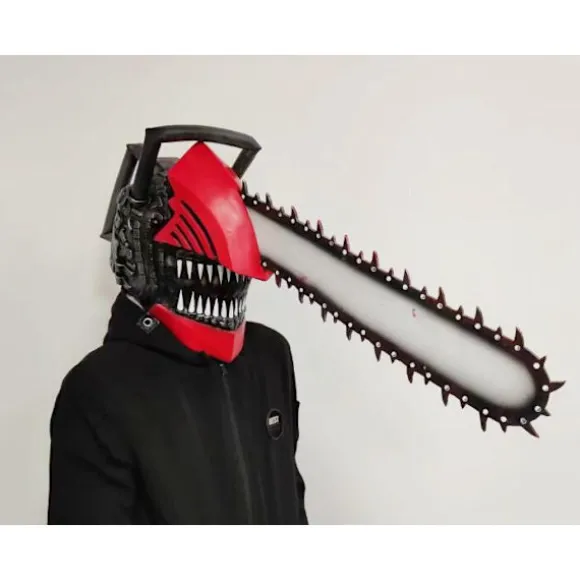 Halloween Chainsaw Man Latex Hovedbeklædning S