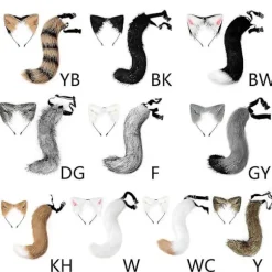 Halloween COS simuleret ræv plys hale tøj tilbehør dyrehale katteøre hårbue hovedbeklædning-FO- White