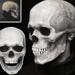 Halloween Cosplay Bevægelig Kæbe Fuld Hoved Skalle Maske Skræmmende Skelet mørk farve light color