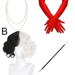 Halloween Cosplay Cruella De Vil Kuila Halv Sort Halv Et Hundrede Små Korte Krøllede Cos Parykhætter til Fremstilling af Parykker Danganronpa C,CJY C en-US | Fyndiq