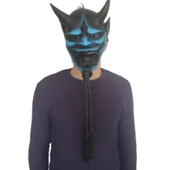 Halloween cosplay maske anime spøgelse dæmon maske skræk hætte Halloween cosplay rekvisit Blå