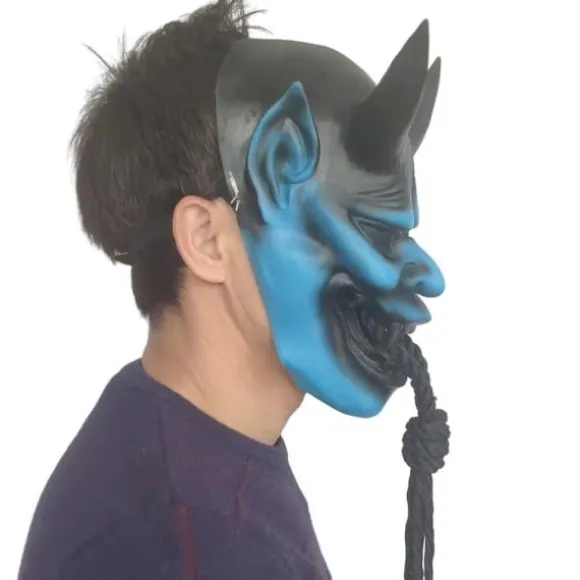 Halloween cosplay maske anime spøgelse dæmon maske skræk hætte Halloween cosplay rekvisit Blå