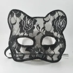 Halloween Cosplay Rævemaske Blonder Sexet Øjenmaske Animal Mask Half White