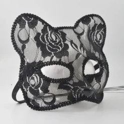 Halloween Cosplay Rævemaske Blonder Sexet Øjenmaske Animal Mask Half White
