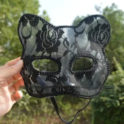 Halloween Cosplay Rævemaske Blonder Sexet Øjenmaske Animal Mask Half White