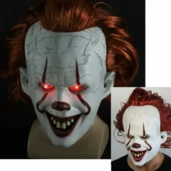 Halloween Cosplay Stephen Kings It Pennywise Klovn Maske Kostume Maske uden LED En størrelse Maske med LED Maske med LED Men S