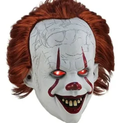 Halloween Cosplay Stephen Kings It Pennywise Klovn Maske Kostume Maske uden LED En størrelse Maske med LED Maske med LED Men S