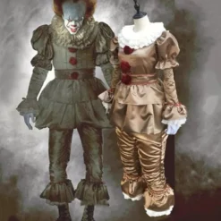 Halloween Cosplay Stephen King's It Pennywise Clown Maske Kostumemaske uden LED En Størrelse Gul Guld Børn S Gold Kid S