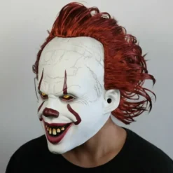 Halloween Cosplay Stephen King's It Pennywise Clown Maske Kostumemaske uden LED En størrelse Maske uden LED Mask without LED Men M