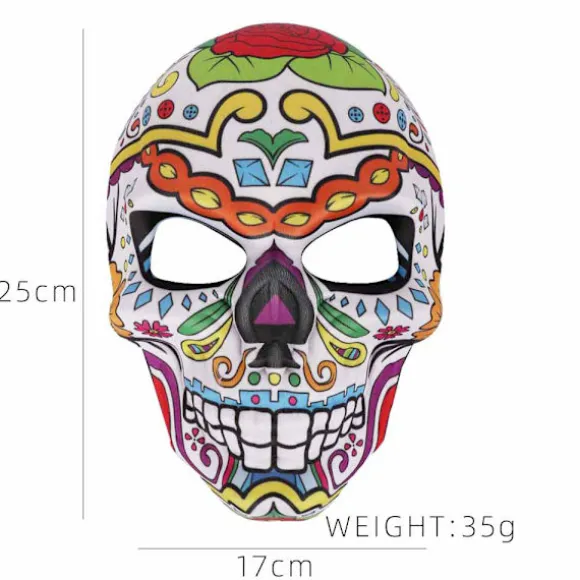 Halloween Día de Muertos Sukkerkranie Kostume Maske Día de Muertos Udklædning (Blomster)